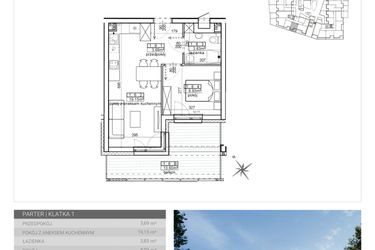 Rzut - Mieszkanie na sprzedaż 2 pokoje o powierzchni 35,6 m² - numer 4 w Wave etap II