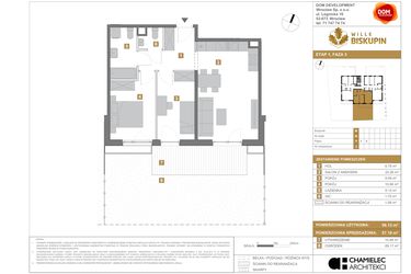 Rzut - Mieszkanie na sprzedaż 3 pokoje o powierzchni 57,19 m² - numer M2 w Wille Biskupin III