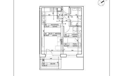Rzut - Mieszkanie na sprzedaż 2 pokoje o powierzchni 37,89 m² - numer B1 w Symfonia - Chodkiewicza 9