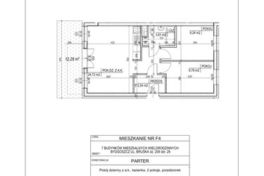 Rzut - Mieszkanie na sprzedaż 3 pokoje o powierzchni 50,9 m² - numer F4 w Bruska