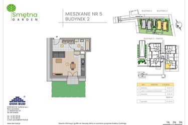 Rzut - Mieszkanie na sprzedaż 1 pokój o powierzchni 30,02 m² - numer 5 w Smętna Garden