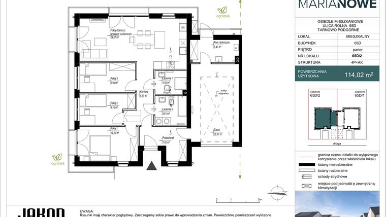 Rzut - Dom na sprzedaż 4 pokoje o powierzchni 114,02 m² - numer 65D/2 w Osiedle Marianowe