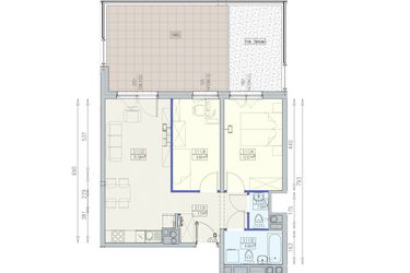 Rzut - Mieszkanie na sprzedaż 3 pokoje o powierzchni 56,63 m² - numer K1 2/1/1/3a w Południk 17 - budynek K1