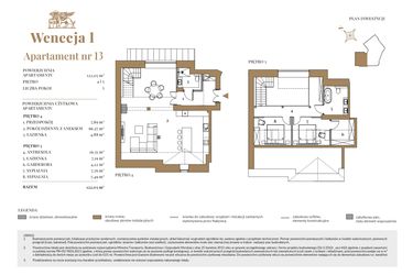 Rzut - Mieszkanie na sprzedaż 3 pokoje o powierzchni 122,05 m² - numer 13 w Wenecja 1