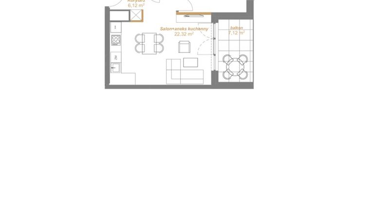 Rzut - Mieszkanie na sprzedaż 2 pokoje o powierzchni 45,19 m² - numer B2.01 w Dobrynów