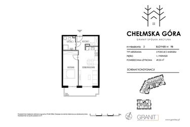 Rzut - Mieszkanie na sprzedaż 2 pokoje o powierzchni 49,12 m² - numer C-9B-M2 w Chełmska Góra