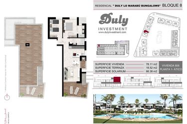 Rzut - Dom na sprzedaż 2 pokoje o powierzchni 78,1 m² - numer 806 w Lo Marabu Bungalows