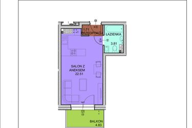 Rzut - Mieszkanie na sprzedaż 1 pokój o powierzchni 28,03 m² - numer D27 w Osiedle Zuchów