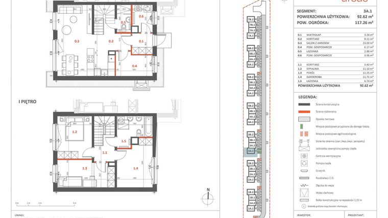 Rzut - Dom na sprzedaż 5 pokoi o powierzchni 92,62 m² - numer 3A.1 w Przystanek Ursus