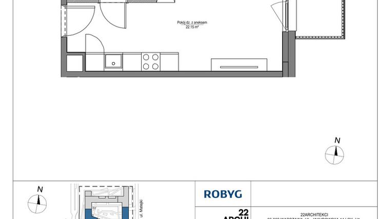 Rzut - Mieszkanie na sprzedaż 1 pokój o powierzchni 26,48 m² - numer LH/LHA/A/7/3 w Lira House