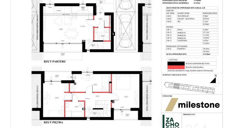 Rzut - Dom na sprzedaż 5 pokoi o powierzchni 112,2 m² - numer 2.B w Zachodnia Wesoła