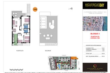 Rzut - Mieszkanie na sprzedaż 3 pokoje o powierzchni 82,25 m² - numer 55B w Higuericas Bay - Torre de la Horadada