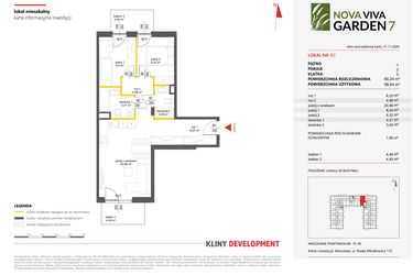 Rzut - Mieszkanie na sprzedaż 3 pokoje o powierzchni 60,24 m² - numer 60 w Nova Viva Garden 7