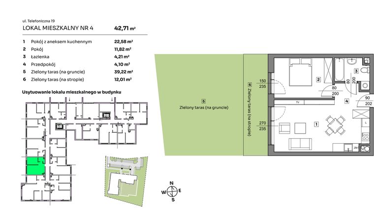 Rzut - Mieszkanie na sprzedaż 2 pokoje o powierzchni 42,71 m² - numer 4 w Nova Radiostacja