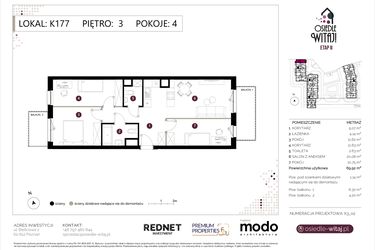 Rzut - Mieszkanie na sprzedaż 4 pokoje o powierzchni 71,06 m² - numer K177 w Osiedle Witaj etap II