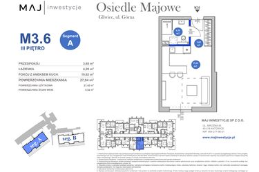 Rzut - Mieszkanie na sprzedaż 1 pokój o powierzchni 27,94 m² - numer M3.6 w Osiedle Majowe 2.0 etap II