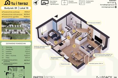 Rzut - Dom na sprzedaż 6 pokoi o powierzchni 101,79 m² - numer D1-13 w Tu i Teraz