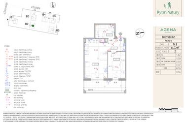 Rzut - Mieszkanie na sprzedaż 2 pokoje o powierzchni 44,72 m² - numer B2M8 w Rytm Natury