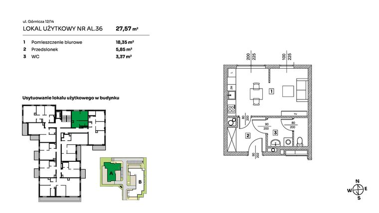Rzut - Mieszkanie na sprzedaż 1 pokój o powierzchni 27,57 m² - numer AL.36 w Parkove Love - apartamenty inwestycyjne