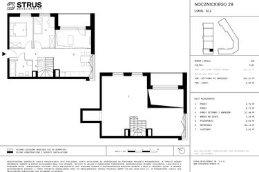Rzut - Mieszkanie na sprzedaż 3 pokoje o powierzchni 104,33 m² - numer A12.P8 w Nocznickiego 29 bud. A