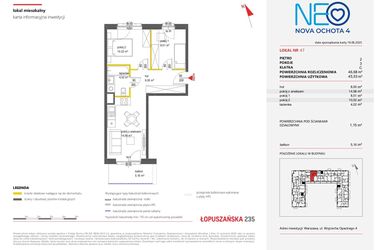 Rzut - Mieszkanie na sprzedaż 3 pokoje o powierzchni 46,68 m² - numer 47 w Neo Nova Ochota 4