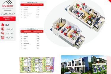 Rzut - Dom na sprzedaż 4 pokoje o powierzchni 119,8 m² - numer B.1 w Osiedle Przytulne Janki II etap 2