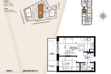 Rzut - Mieszkanie na sprzedaż 2 pokoje o powierzchni 39,25 m² - numer VB.4.13 w Vanda Park