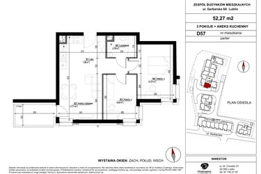 Rzut - Mieszkanie na sprzedaż 3 pokoje o powierzchni 52,27 m² - numer D.57 w Garbarska Urban Koncept