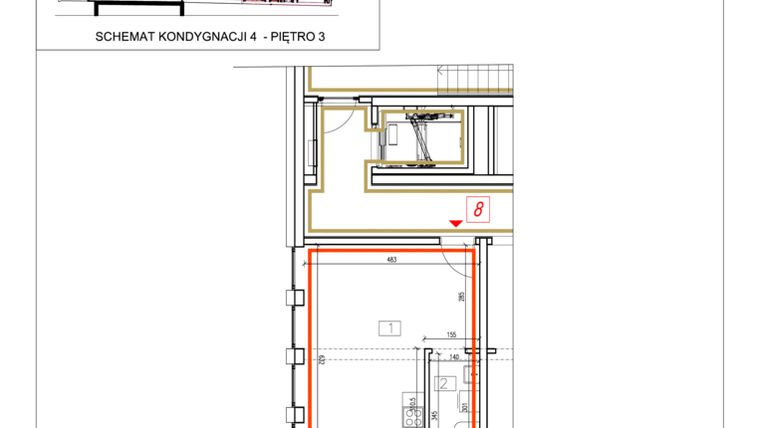 Rzut - Mieszkanie na sprzedaż 1 pokój o powierzchni 29,72 m² - numer 8 w Alchemik74 - lokale użytkowe