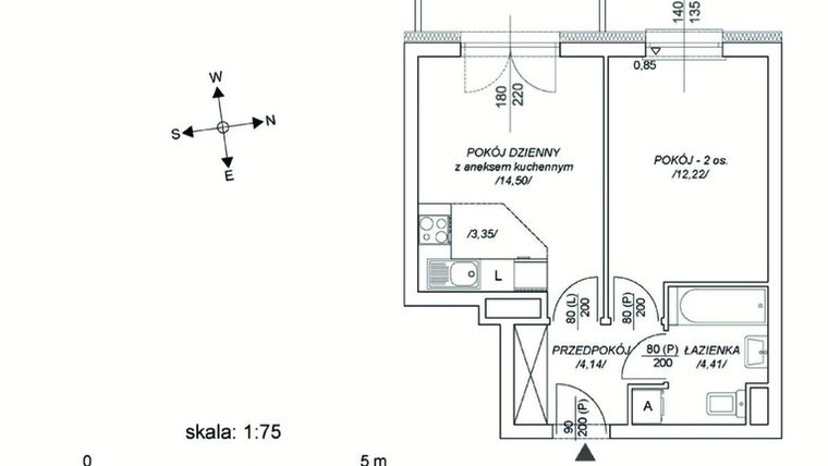 Rzut - Mieszkanie na sprzedaż 2 pokoje o powierzchni 35,27 m² - numer M61 w Osiedle Mała Dziesiąta etap II