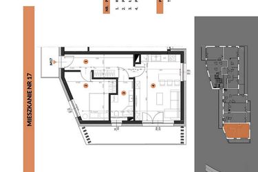 Rzut - Mieszkanie na sprzedaż 2 pokoje o powierzchni 45,32 m² - numer 17 w Buraczana 27