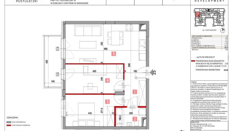 Rzut - Mieszkanie na sprzedaż 3 pokoje o powierzchni 56,43 m² - numer M25 w Apartamenty Pustułeczki