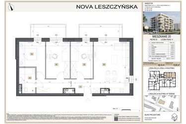 Rzut - Mieszkanie na sprzedaż 4 pokoje o powierzchni 70,9 m² - numer M20 w Nova Leszczyńska