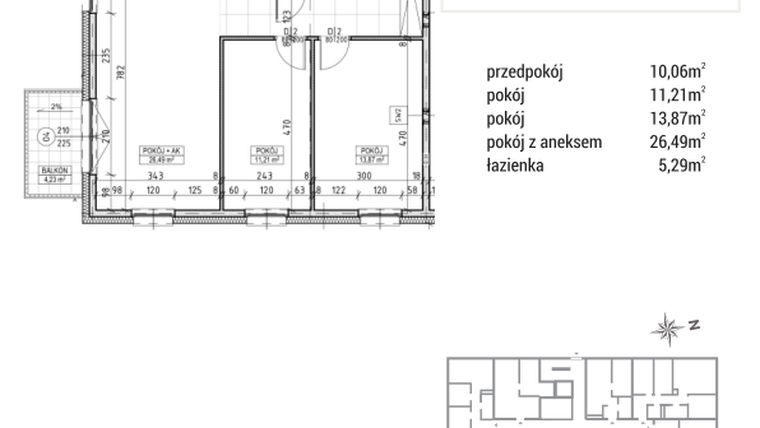 Rzut - Mieszkanie na sprzedaż 3 pokoje o powierzchni 66,92 m² - numer A2.02.25 w Zakątek Flora