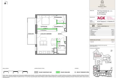 Rzut - Mieszkanie na sprzedaż 2 pokoje o powierzchni 47,2 m² - numer NN-B-LM-23 w Nowa Nakielska by PHN