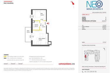 Rzut - Mieszkanie na sprzedaż 2 pokoje o powierzchni 34,5 m² - numer 39 w Neo Nova Ochota 3