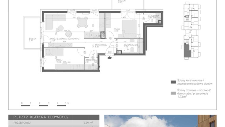 Rzut - Mieszkanie na sprzedaż 3 pokoje o powierzchni 60,71 m² - numer M-12 w Forma Augustów