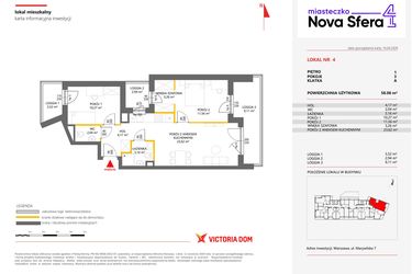 Rzut - Mieszkanie na sprzedaż 3 pokoje o powierzchni 58,08 m² - numer 4 w Miasteczko Nova Sfera 4