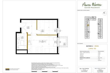 Rzut - Mieszkanie na sprzedaż 2 pokoje o powierzchni 44,51 m² - numer 152 w Aura Nova etap II