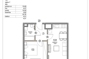 Rzut - Mieszkanie na sprzedaż 2 pokoje o powierzchni 33,78 m² - numer 131 w Rezydencja Liwska 3