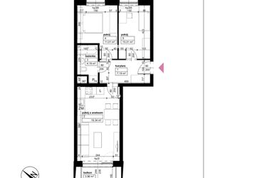 Rzut - Mieszkanie na sprzedaż 3 pokoje o powierzchni 52,04 m² - numer C/3/5/18 w Malta Wołkowyska etap III