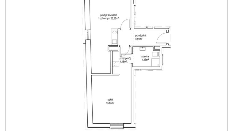 Rzut - Mieszkanie na sprzedaż 2 pokoje o powierzchni 53,5 m² - numer 4/9. w Apartamenty Nowy Targ