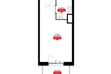 Rzut - Mieszkanie na sprzedaż 1 pokój o powierzchni 25,36 m² - numer A2 184LU w 29L - Apartamenty inwestycyjne
