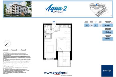 Rzut - Mieszkanie na sprzedaż 1 pokój o powierzchni 36,17 m² - numer F.111 w Bel Mare (Międzyzdroje)
