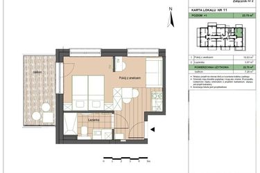 Rzut - Mieszkanie na sprzedaż 2 pokoje o powierzchni 23,7 m² - numer M11 w Stegna Forest 2