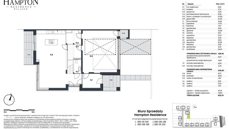 Rzut - Dom na sprzedaż 4 pokoje o powierzchni 195,75 m² - numer H13B w Hampton Residence Wilanów