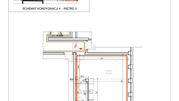 Rzut - Mieszkanie na sprzedaż 1 pokój o powierzchni 39,28 m² - numer 9 w Alchemik74 - lokale użytkowe
