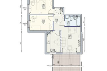 Rzut - Mieszkanie na sprzedaż 3 pokoje o powierzchni 60,69 m² - numer K2 9/0/1/3k w Południk 17 - budynek K2