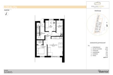 Rzut - Mieszkanie na sprzedaż 3 pokoje o powierzchni 49,67 m² - numer O5 w Villa Stoki (mieszkania)