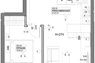Rzut - Mieszkanie na sprzedaż 2 pokoje o powierzchni 40,95 m² - numer S32 w Miasto Ogród 6 - OSLO i SZTOKHOLM